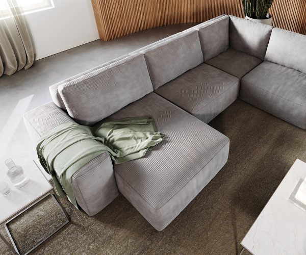 "U alakú kanapé Lanzo L 330x230 cm mikroszálas ezüstszürke rekamié változtatható" - Image 4