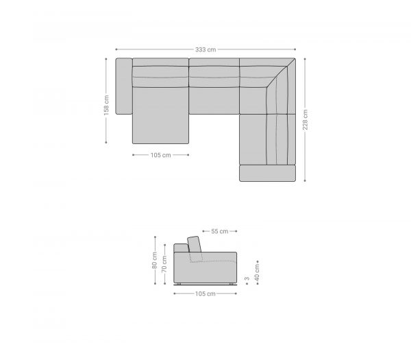 "U alakú kanapé Lanzo L 330x230 cm mikroszálas ezüstszürke rekamié változtatható" - Image 6
