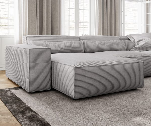 "U alakú kanapé Sirpio XL 360x260 cm kordbársony ezüstszürke rekamié változtatható" - Image 5