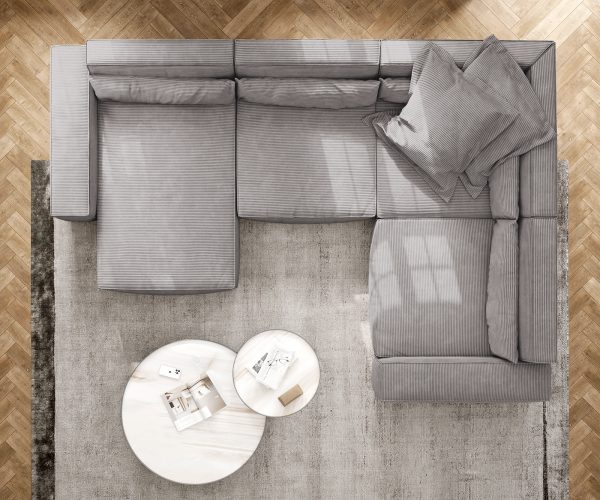 "U alakú kanapé Sirpio XL 360x260 cm kordbársony ezüstszürke rekamié változtatható" - Image 6