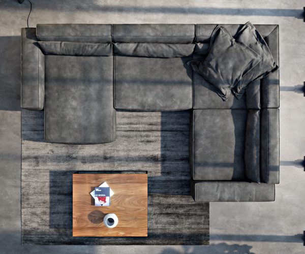 "U alakú kanapé Sirpio XL 360x260 cm bőr imitáció vintage antracit variálható rekamié" - Image 4