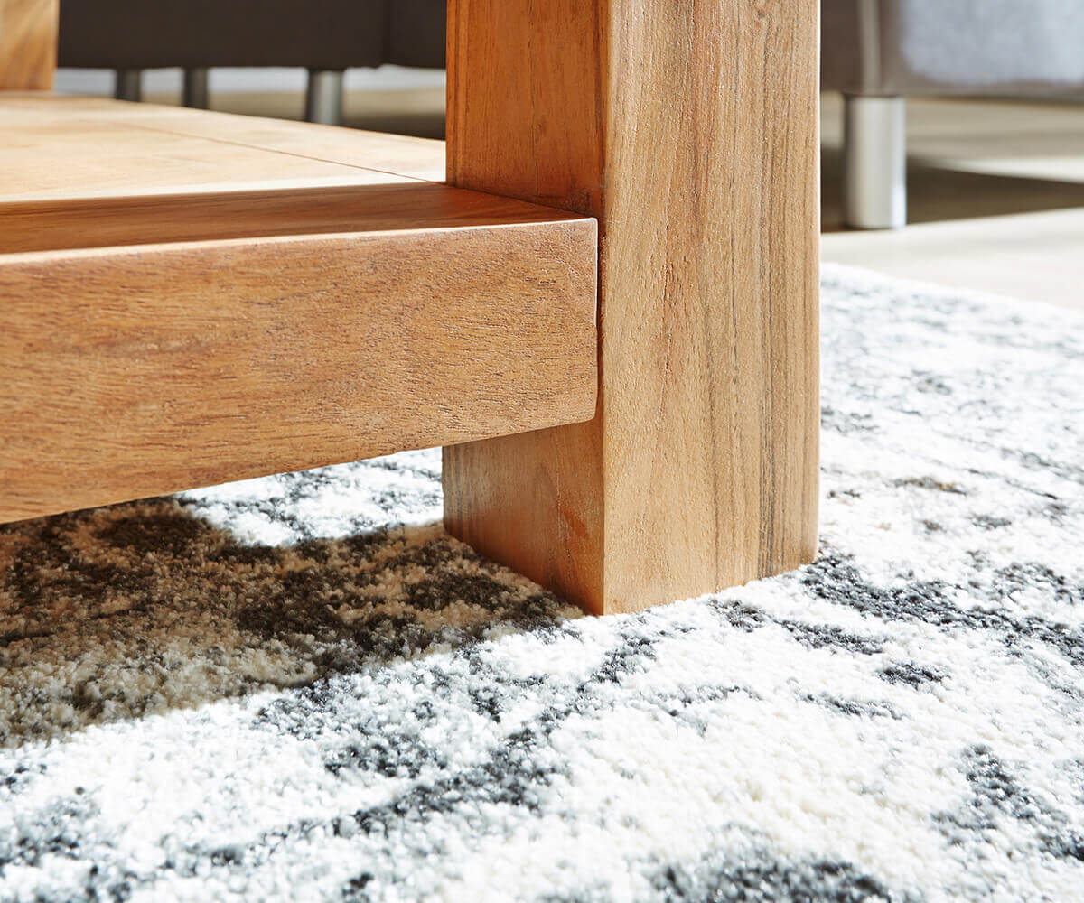 Konferenční stolek Indra 80x80 cm přírodní akácie s policí - Image 7