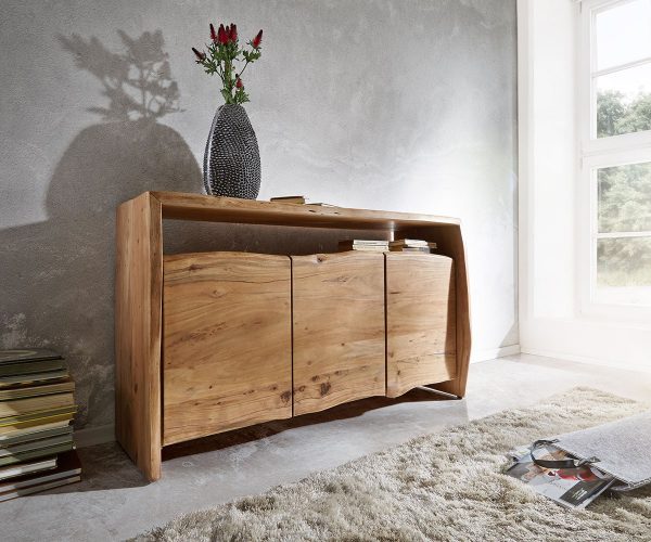 Komód Live-Edge 145 cm akác természetes 3 ajtós