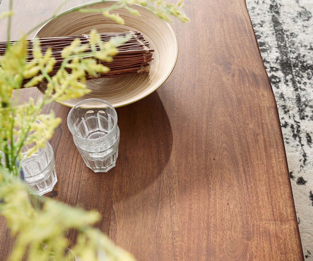 Dohányzóasztal Live-Edge 130x60 cm akác barna természetes él - Image 4