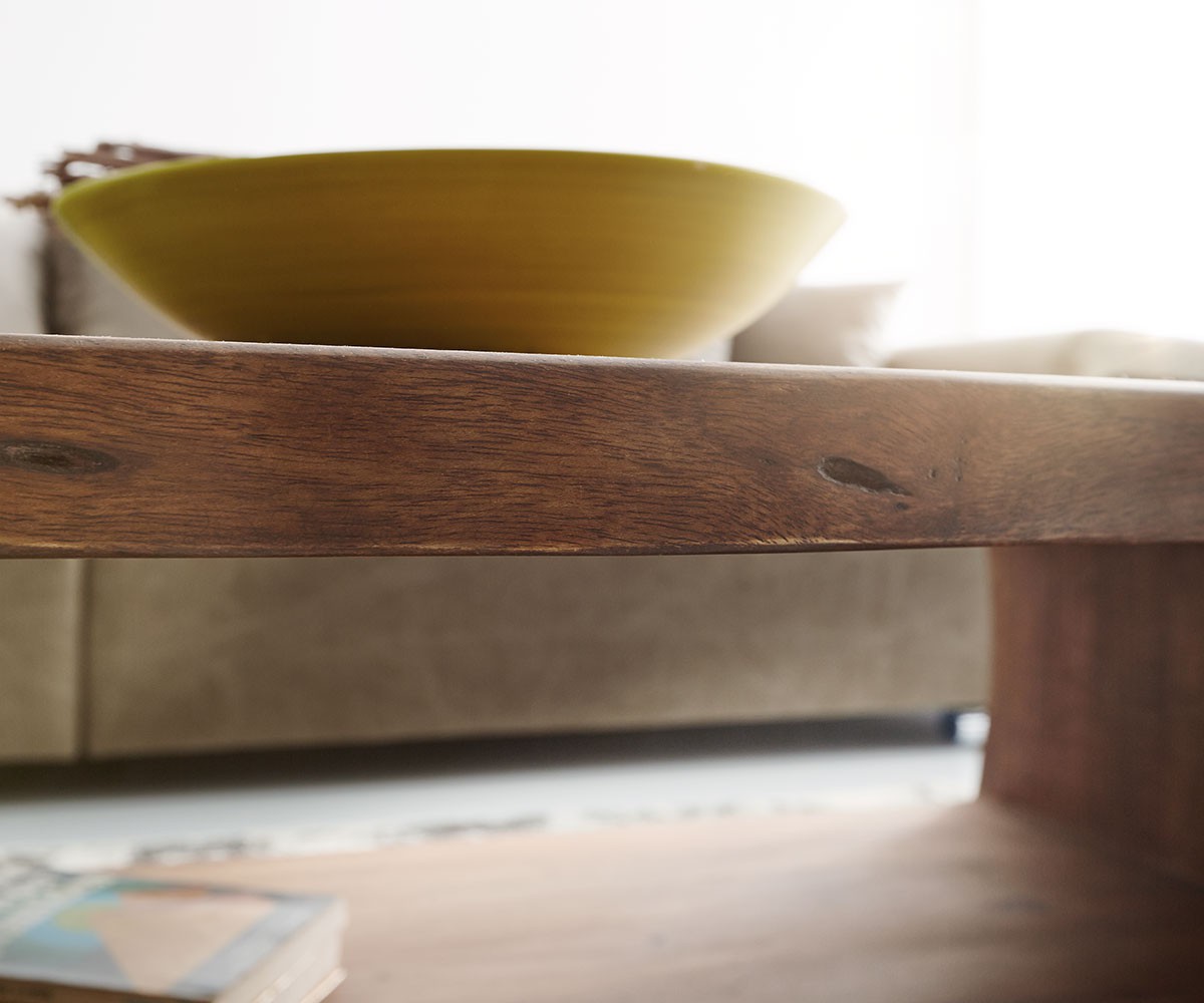 Dohányzóasztal Live-Edge 130x60 cm akác barna természetes él - Image 5