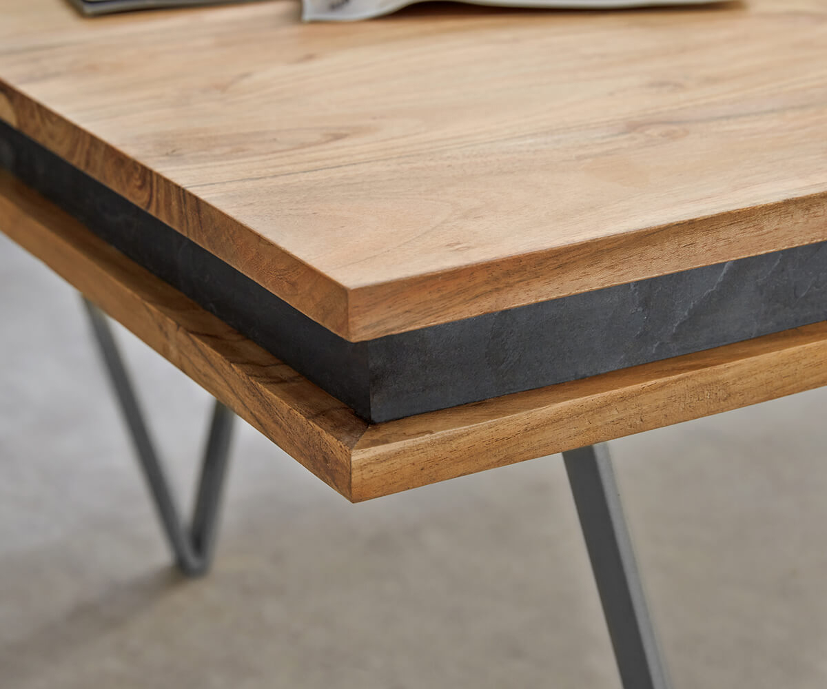 Konferenční stolek Stonegrace 117x60 cm přírodní akácie břidlice - Image 6