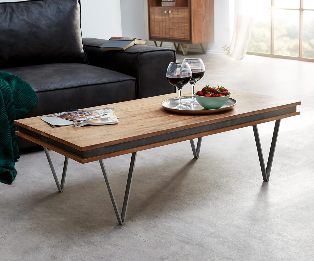 Konferenční stolek Stonegrace 117x60 cm přírodní akácie břidlice - Image 2