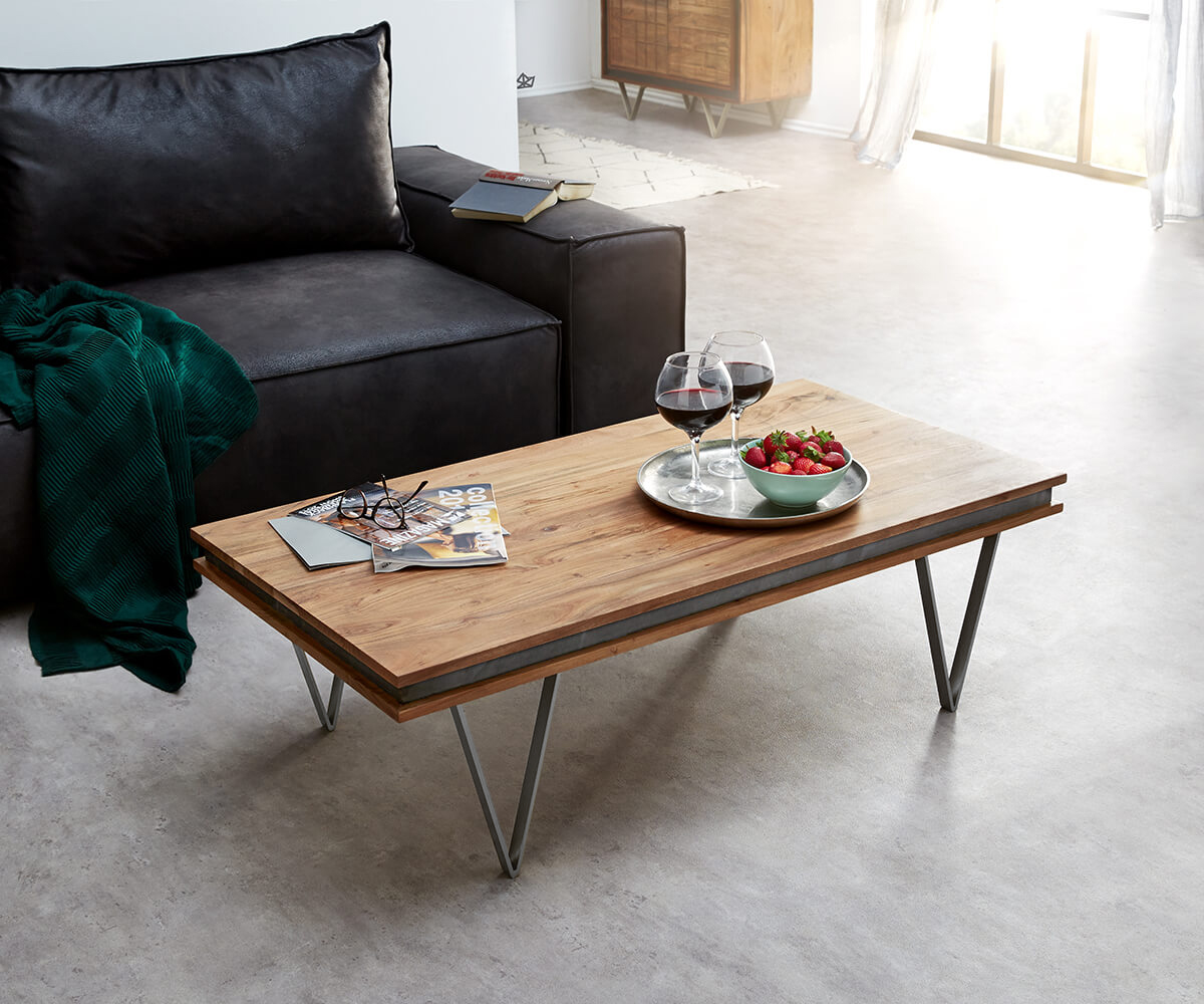 Konferenční stolek Stonegrace 117x60 cm přírodní akácie břidlice