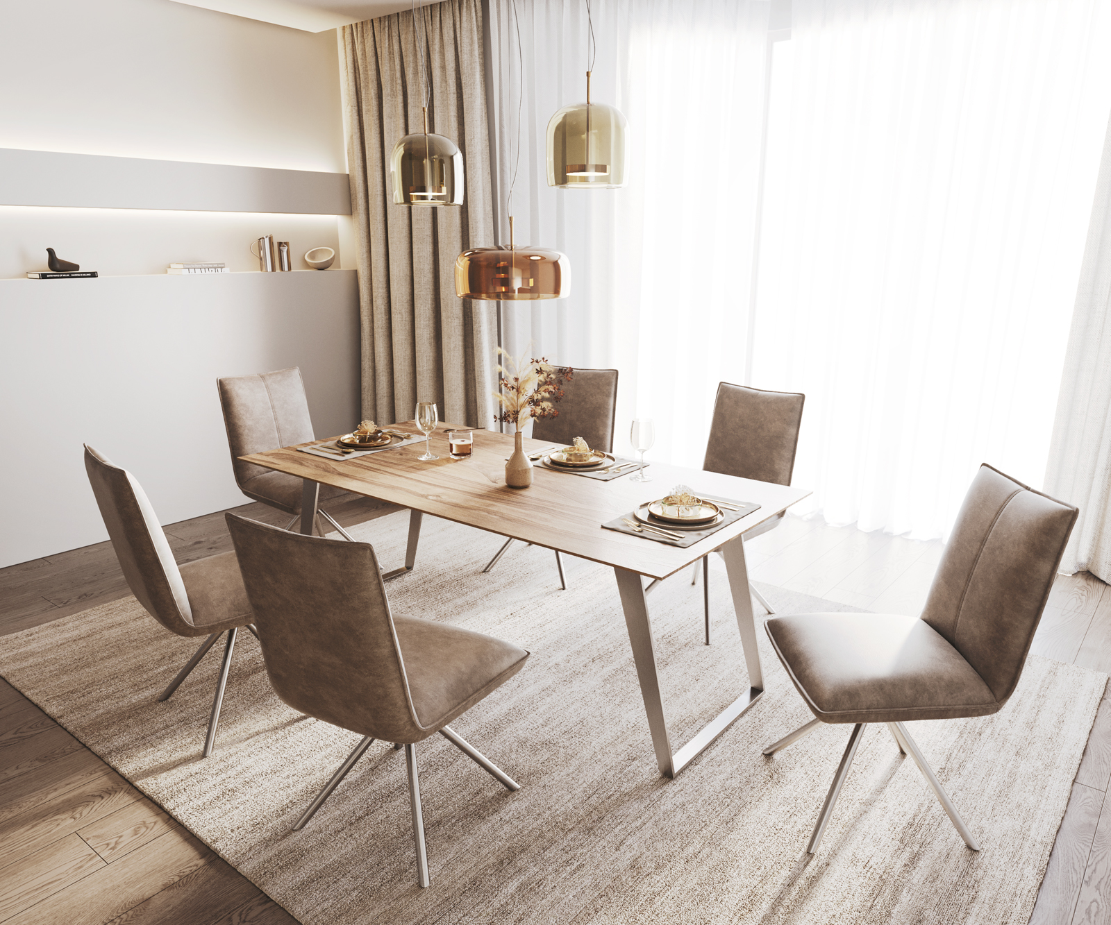 Jídelní stůl Edge 200x100 sheesham přírodní nerezová ocel šikmá podnož švýcarská hrana - Image 6