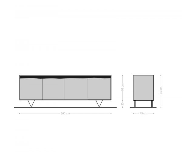 Komód Stonegrace 200x45 cm akác természetes 4 ajtós természetes él - Image 7