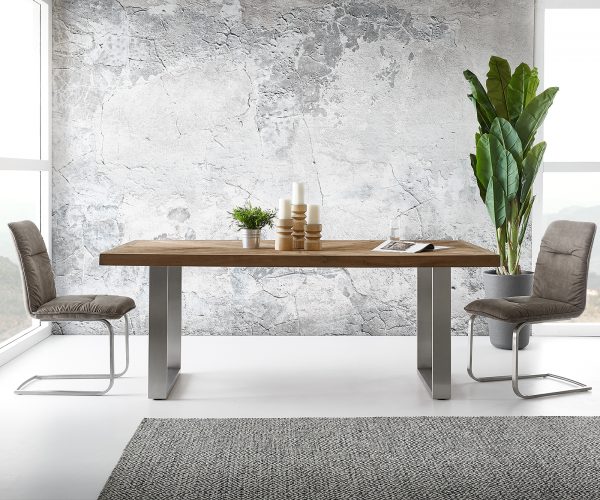 Jídelní stůl Classic-Edge 200x100x77 cm rybí kost z exotického dřeva