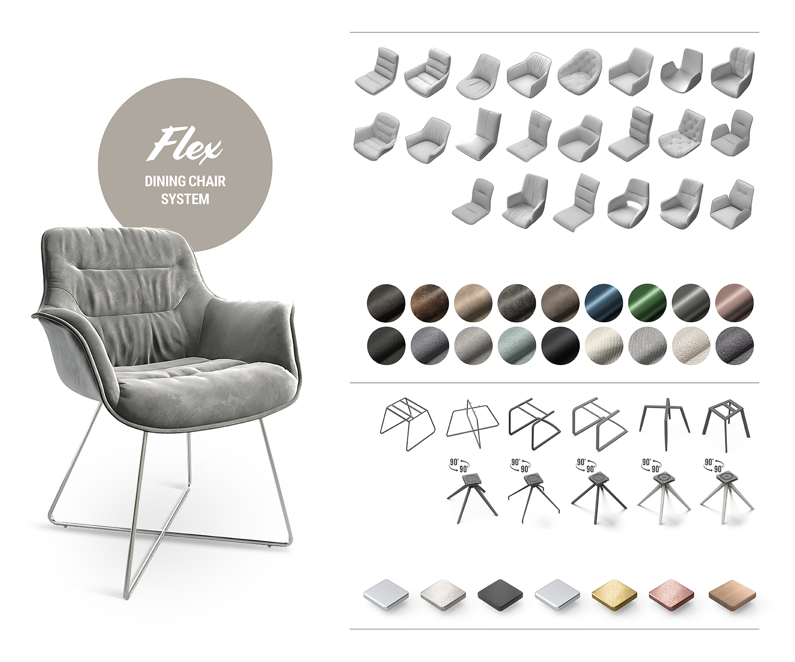 Houpací židle Kaira-Flex Texturovaná tkanina Antracit Konzola Plochá nerezová ocel - Image 7