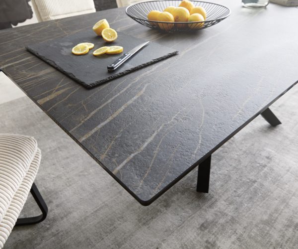 Étkezőasztal Edge 200x100 cm kerámia Laminam®Noir Desir barna középső láb kereszt láb fekete - Image 4
