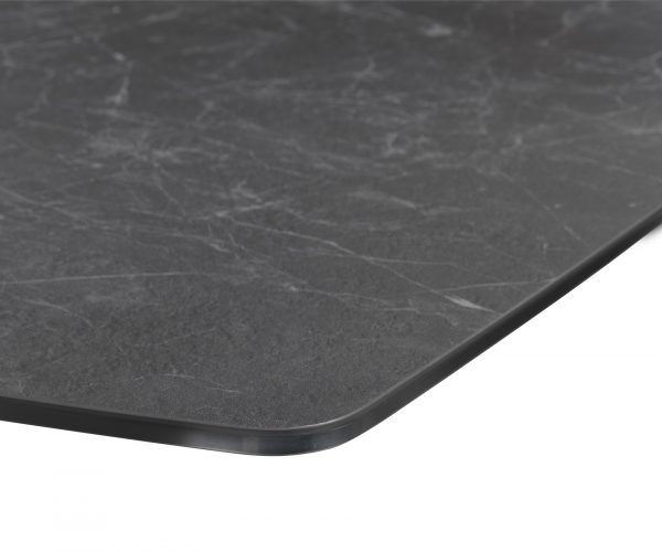 Étkezőasztal Edge hajóformájú 200x100 cm Laminam® kerámia Nero Greco antracit V középső láb fekete - Image 5