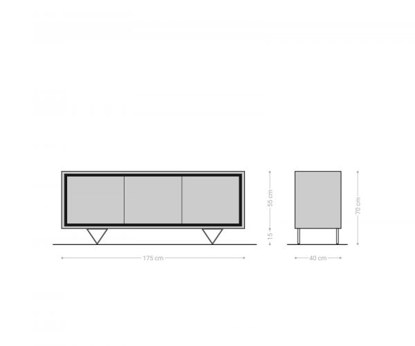 Komoda Stonegrace 175 cm přírodní akácie 3 dvířka 3 přihrádky kamenná dýha podnož ve tvaru "V" - Image 7