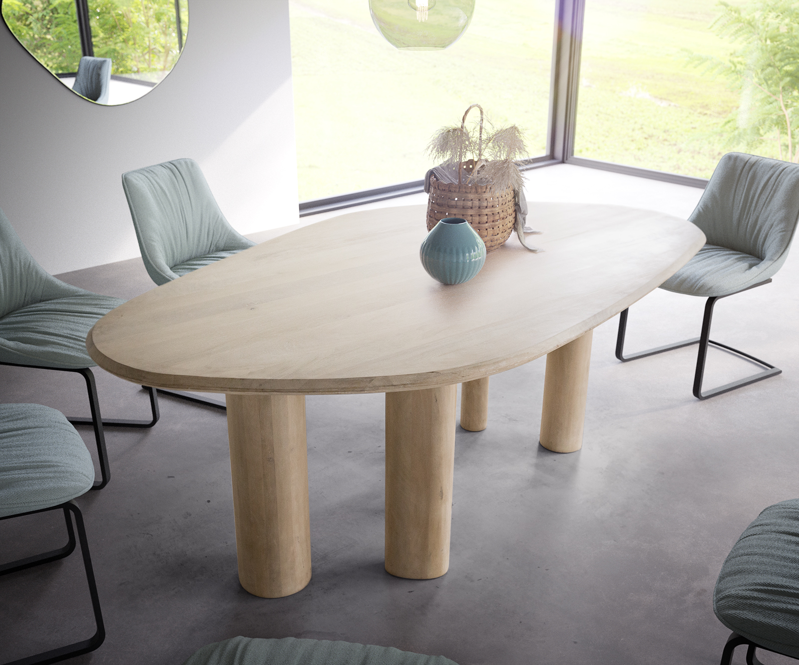 Étkezőasztal Widoa 200x120 cm mango fehér wash - Image 4