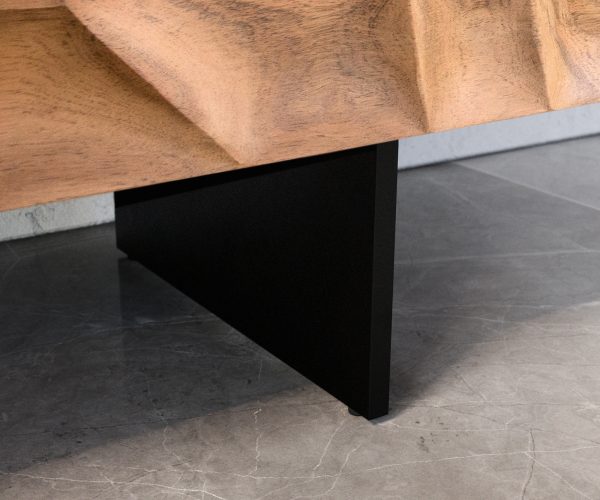 TV szekrény Solu 260 cm akác természetes 2 ajtós 6 fiókos lebegő fém láb fekete 3D előlap - Image 6