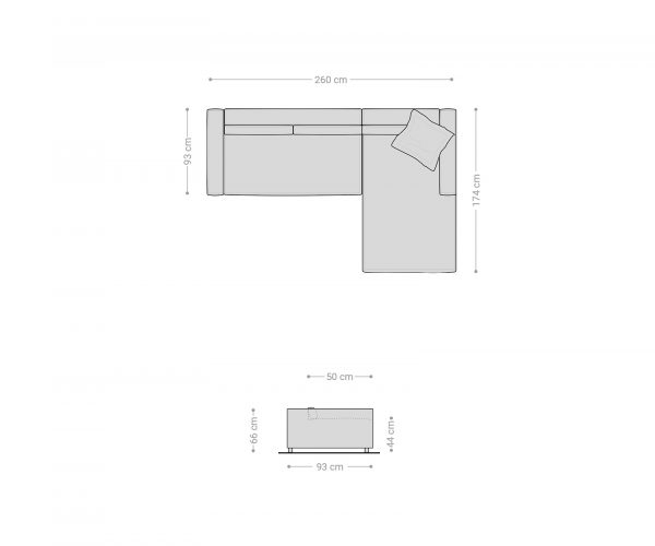 Sarokkanapé Brom 260x175 cm kordbársony bézs rekamié jobb oldali - Image 6