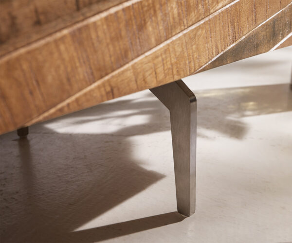 TV szekrény Bahan 175 cm mango teak 2 ajtós 2 fiókos fehér márványlapos antracit rozsdamentes acél lábbal - Image 7