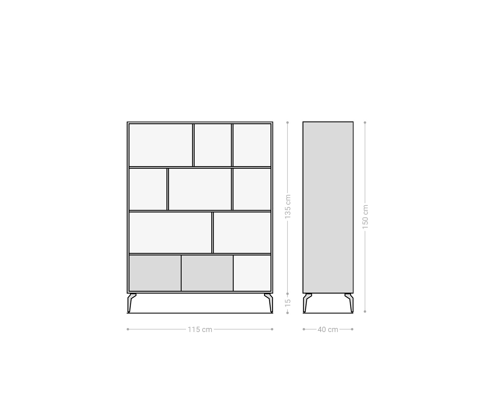 Szekrény Kleo 115x150 cm akác természetes 2 ajtós "L" alakú fém láb fekete - Image 8