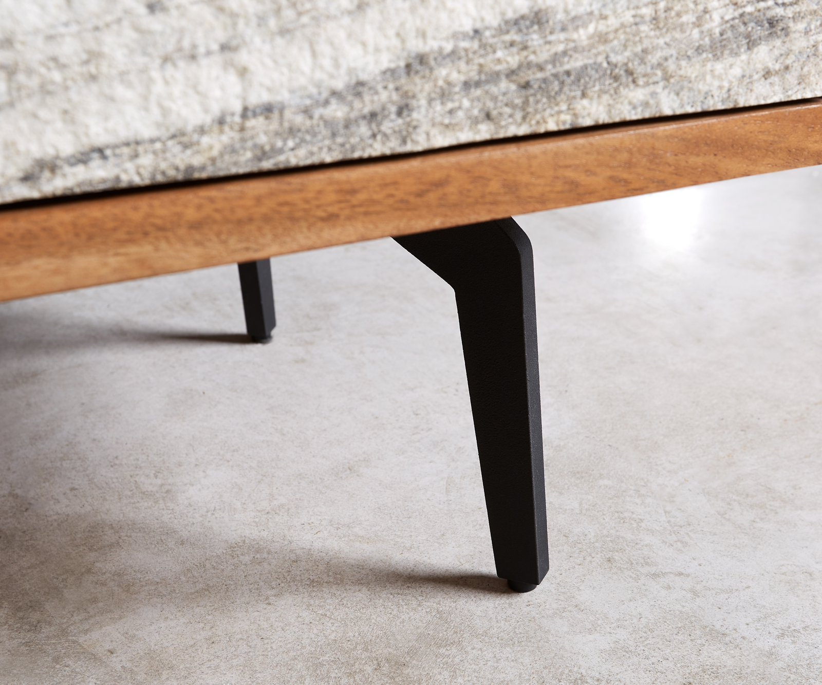 Dohányzóasztal Kleo 80x60 cm akác természetes 2 fiókos "L" alakú fém láb fekete - Image 6