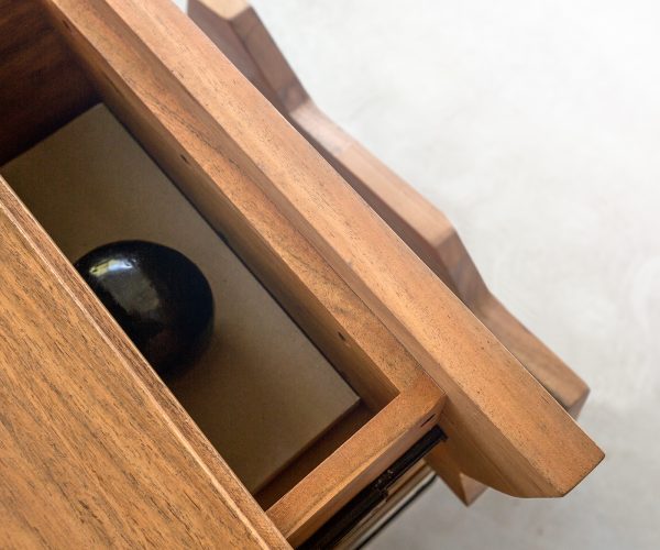 TV szekrény Solu 220 cm akác természetes 2 ajtós 4 fiókos lebegő 3D előlap - Image 5