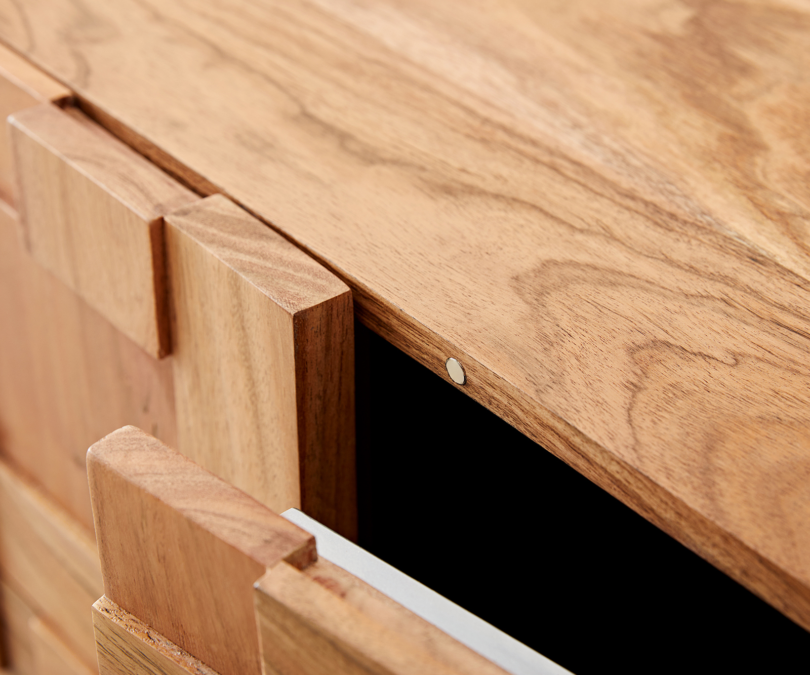 TV szekrény Puzzle 220 cm akác természetes 4 ajtós lebegő - Image 5