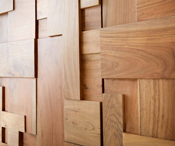 TV szekrény Puzzle 220 cm akác természetes 4 ajtós "L" alakú láb rozsdamentes acél - Image 3