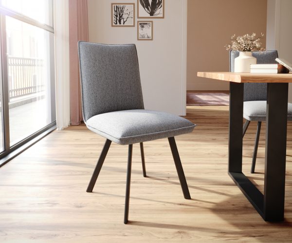 Jídelní židle Lelio-Flex Textured Fabric Light Grey 4-nohý ovál Black Pocket Springs