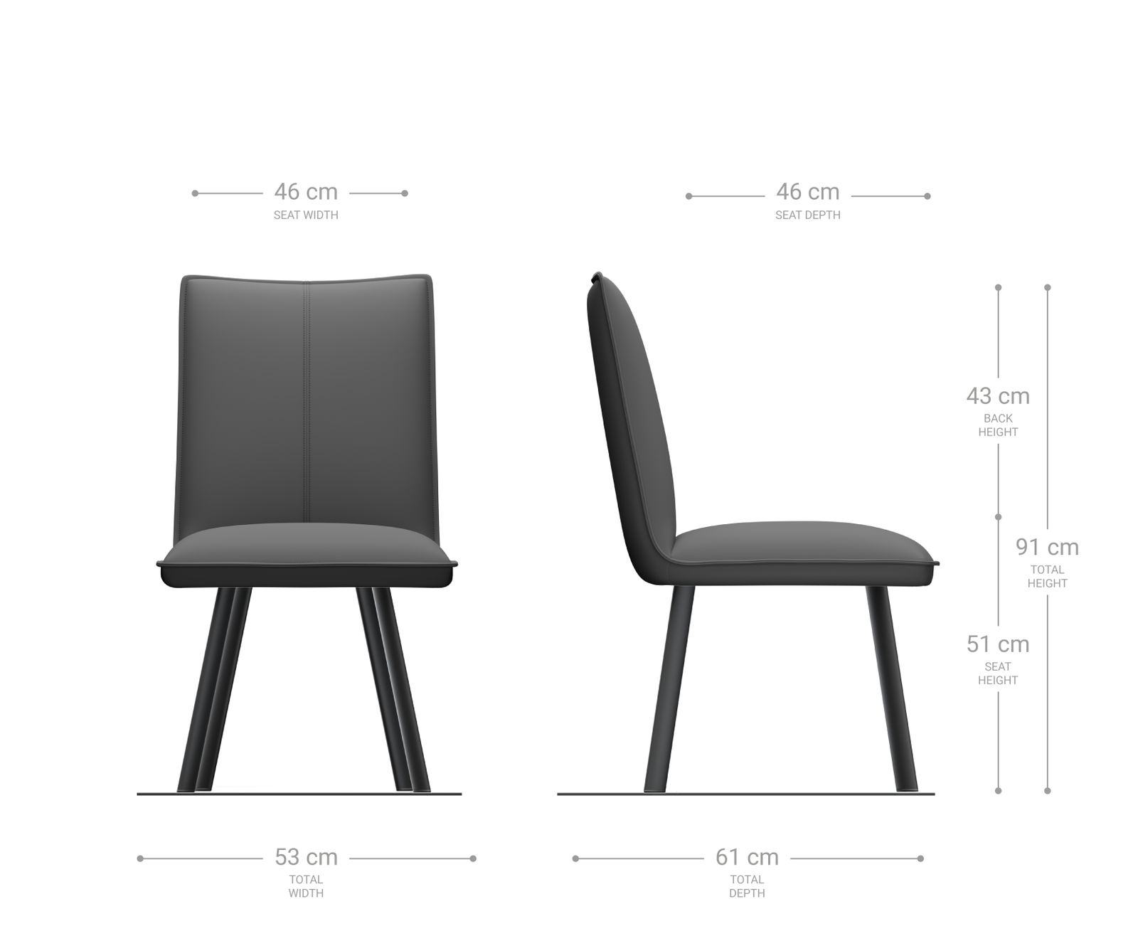 Jídelní židle Lelio-Flex Textured Fabric Light Grey 4-nohý ovál Black Pocket Springs - Image 6