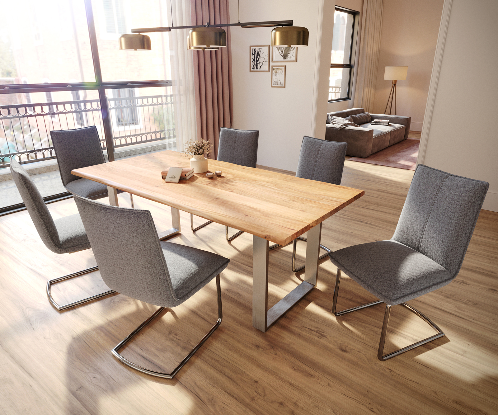 Houpací křeslo Lelio-Flex Textured Fabric Light Grey Cantilever Round Chrome Pocket Springs - Image 5