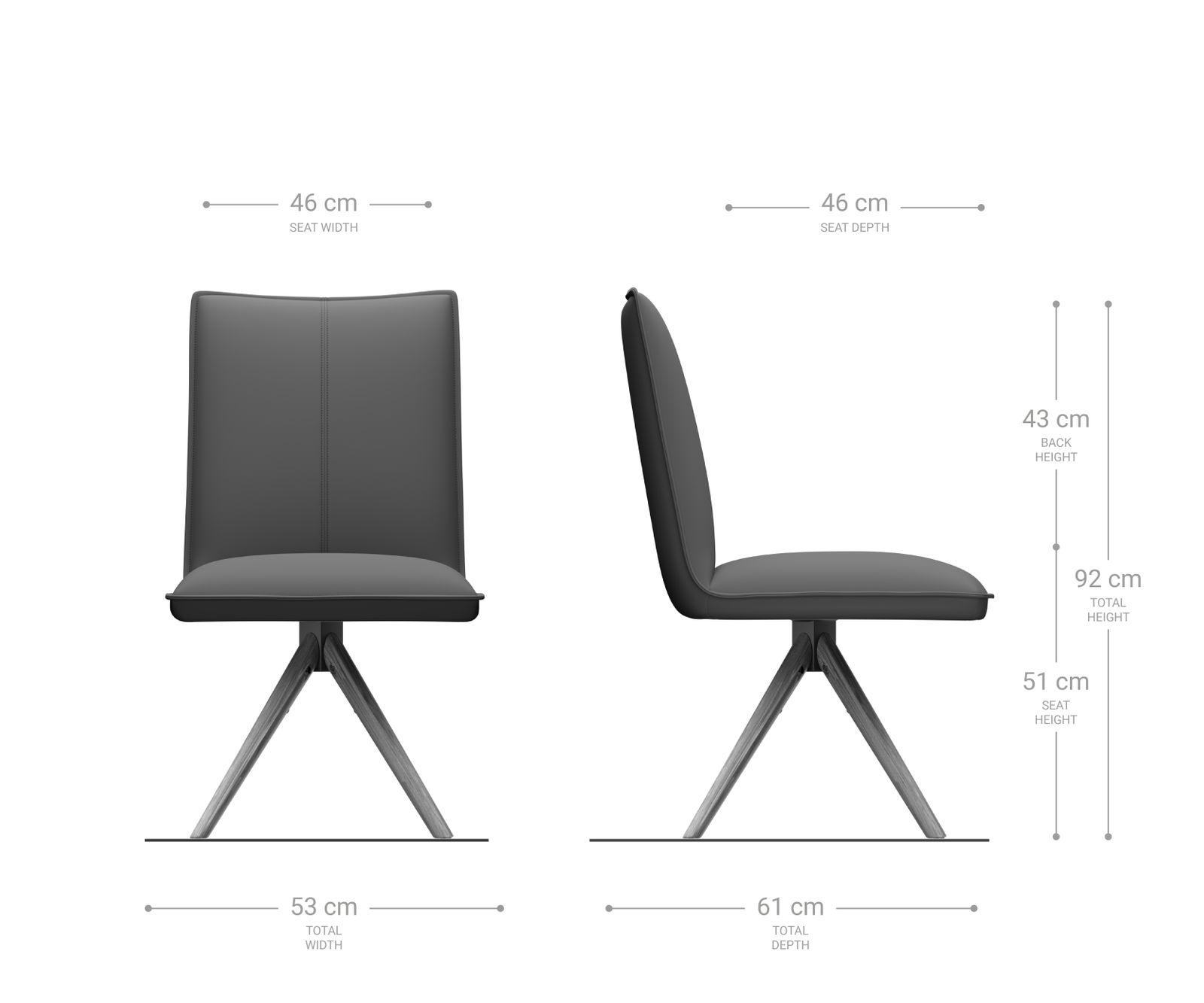 Jídelní židle Lelio-Flex dřevěná podnož zaoblená kůže černý otočný - Image 6