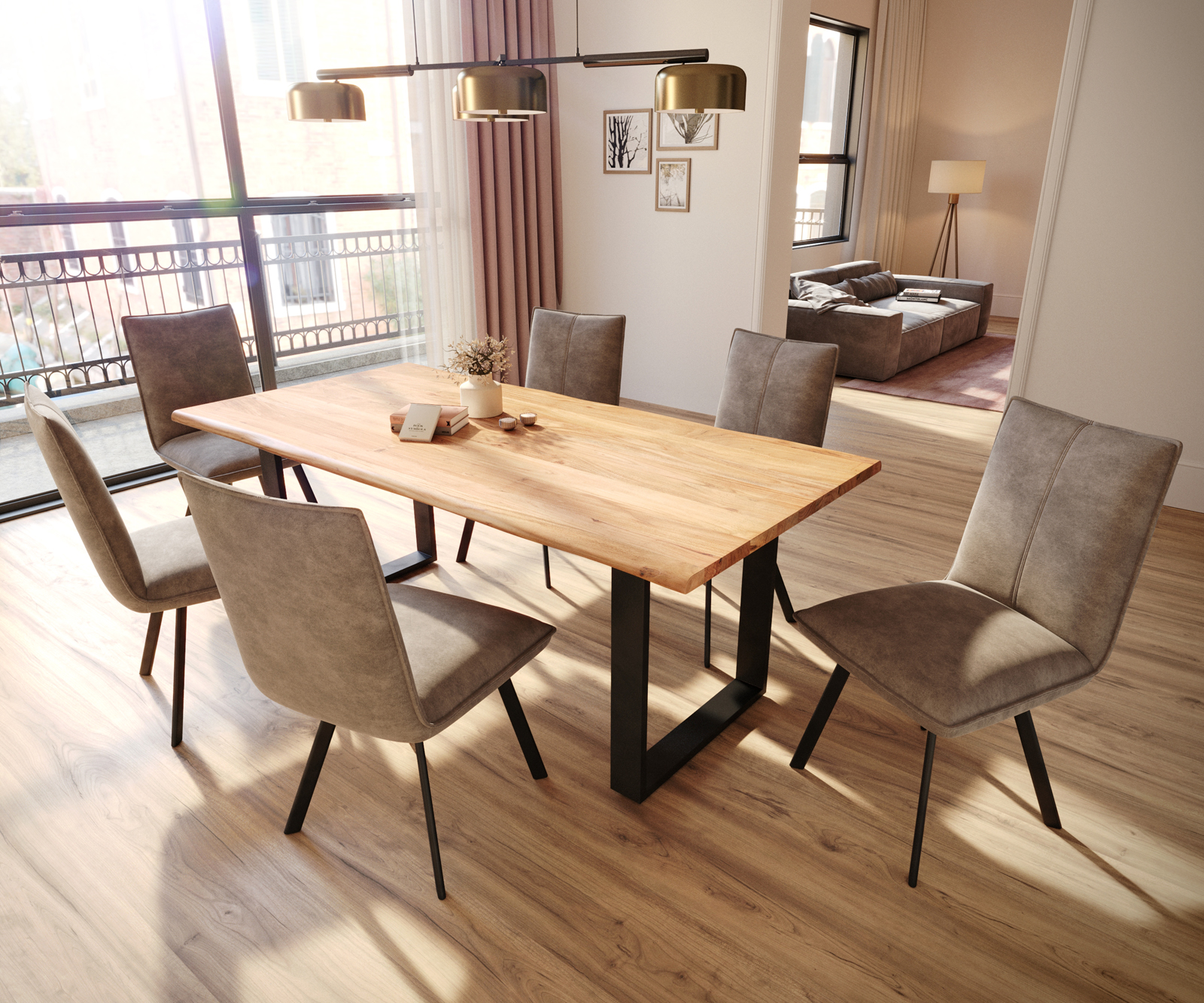 Jídelní židle Lelio-Flex Taupe Vintage 4-nohý ovál Černé kapesní pružiny - Image 5