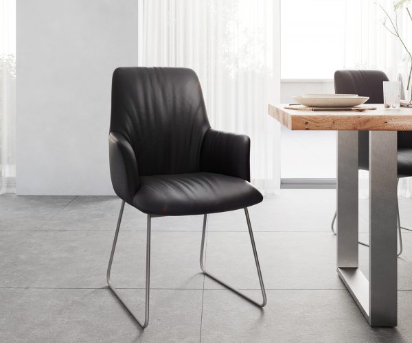 Křeslo Willa-Flex Pravá kůže Černý rám z nerezové oceli Skid