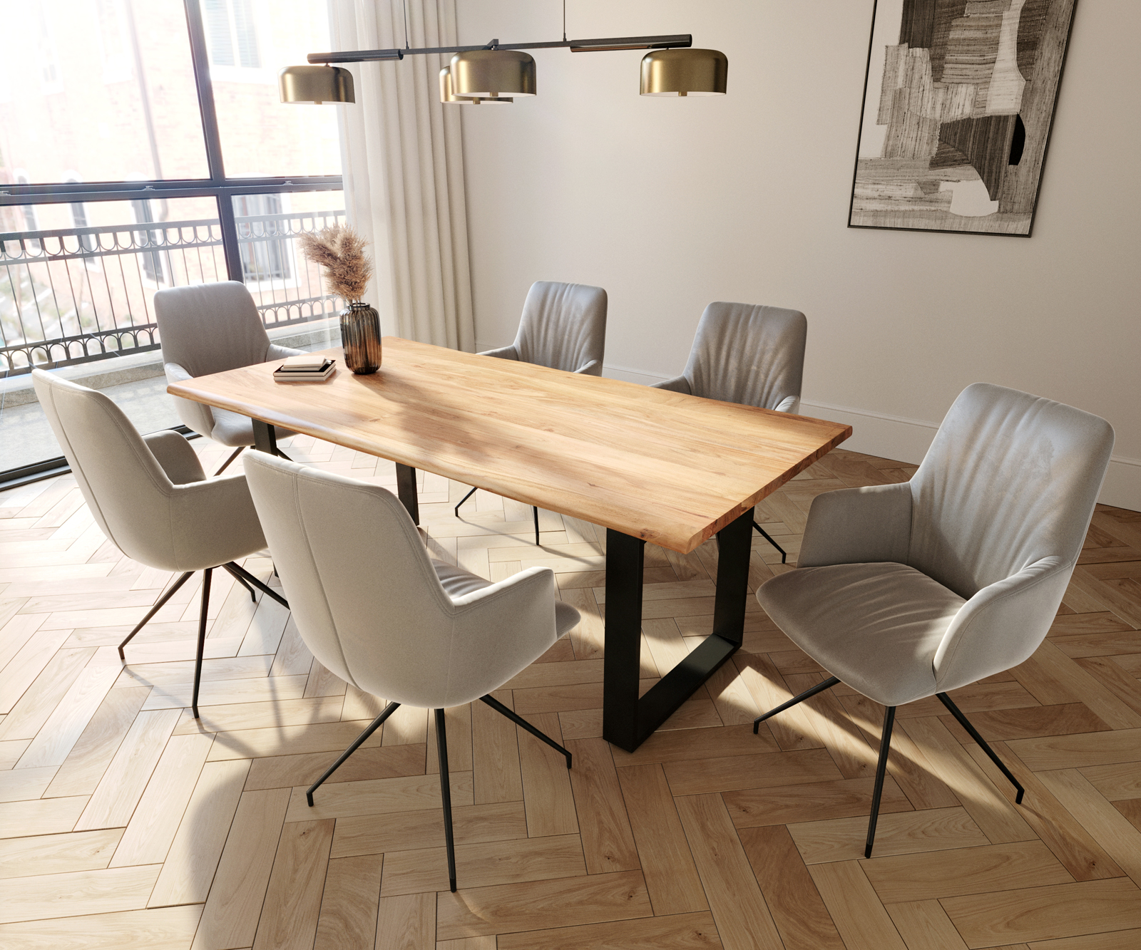 Otočná židle Willa-Flex s područkami Velvet Grey Cross Frame Conical Black 180° Swivel - Image 5