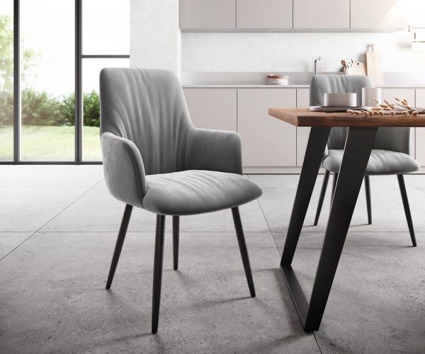 Křeslo Willa-Flex Velvet Grey 4-nohé kuželové černé