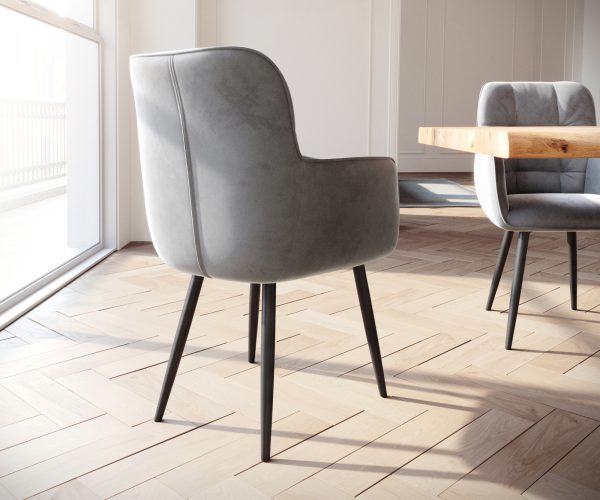 Křeslo Juno-Flex Velvet Grey 4-nohé kuželové černé - Image 3