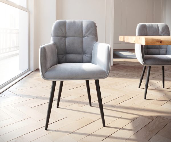 Křeslo Juno-Flex Velvet Grey 4-nohé kuželové černé - Image 2