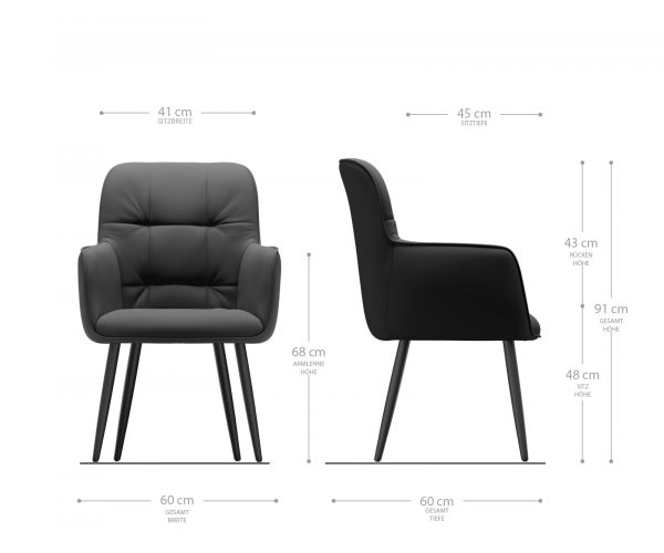 Křeslo Juno-Flex Velvet Grey 4-nohé kuželové černé - Image 6