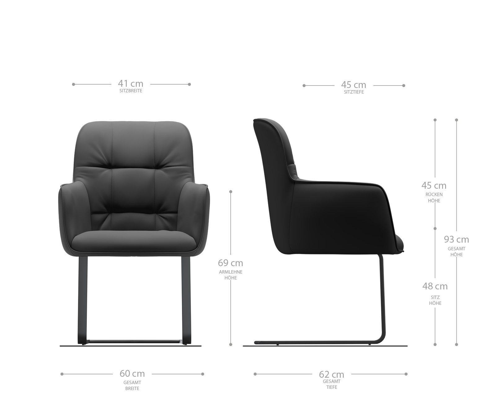 Jídelní židle Juno-Flex s područkami Velvet Grey Cantilever Flat Chrome - Image 6