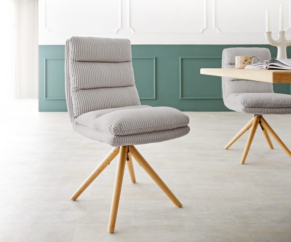 Otočná židle Abelia-Flex Cord Silver Grey Dřevěný rám kónický 180° otočný