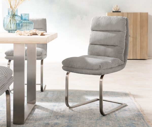 Jídelní židle Abelia-Flex konzolová podnož plochá nerezová ocel manšestr stříbrnošedá