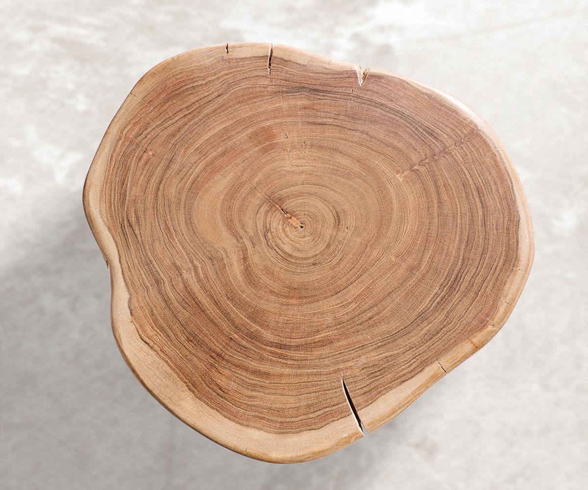 Odkládací stolek Live Edge 42x44 cm přírodní přírodní akácie špalek s kolečky - Image 2