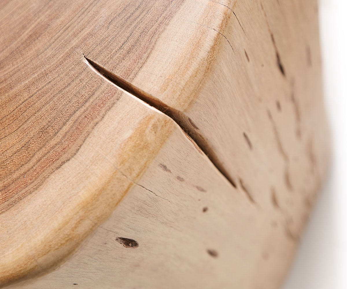 Odkládací stolek Live Edge 42x44 cm přírodní přírodní akácie špalek s kolečky - Image 4