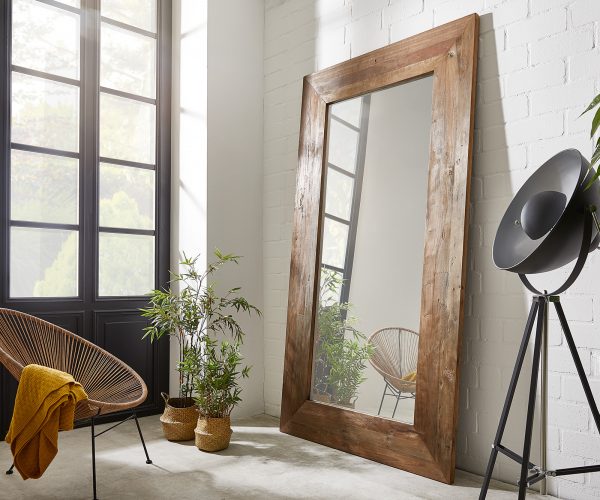 Zrcadlo Alban 245x135x4 cm exotické dřevo přírodní