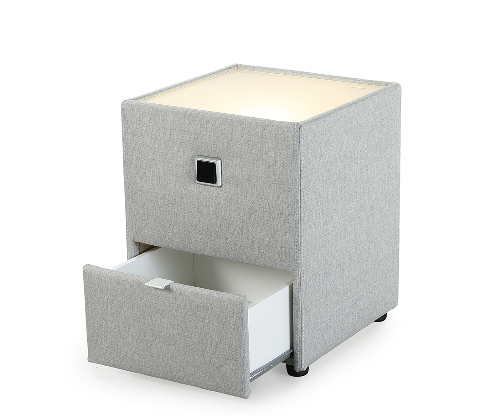 Noční stolek Birol 43x45 cm světle šedá LED osvětlení se zásuvkou - Image 4