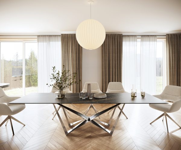 Étkezőasztal Edge 300x100 cm kerámia Laminam®Noir Desir barna pókháló laposacél rozsdamentes acél - Image 2