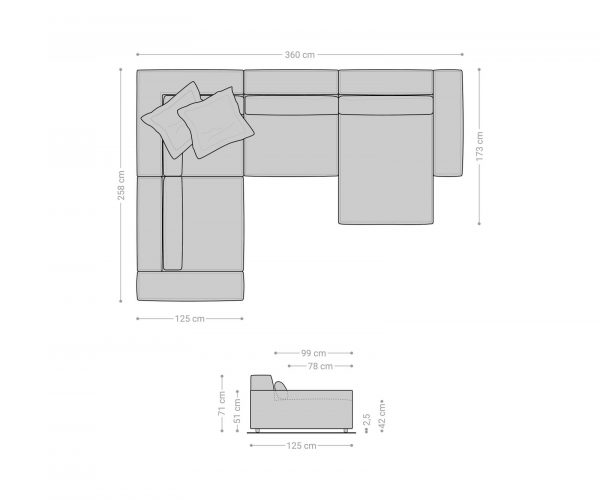 "U alakú kanapé Sirpio XL 360x260 cm mikroszálas taupe rekamié változtatható" - Image 8