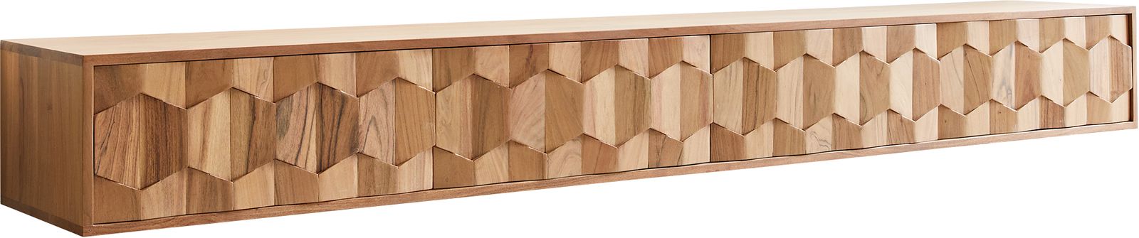 TV szekrény Fevo 220 cm akác természetes 4 ajtós lebegő - Image 7