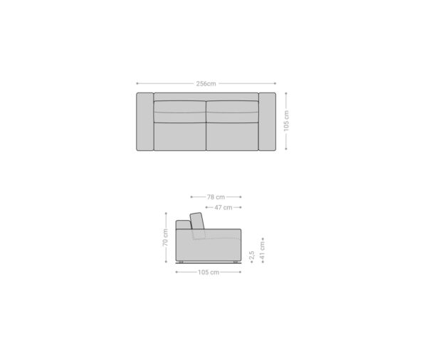Nagy kanapé Lanzo L 260x110 cm kordbársony bézs - Image 7